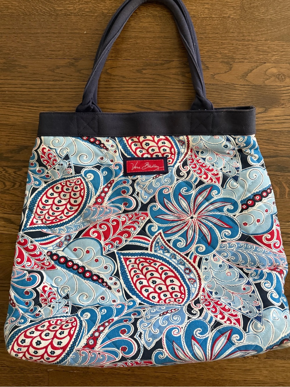 Vera Bradley Navy, Blue & Red Paisley Floral Tote